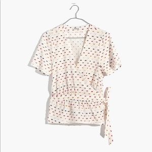 Madewell Ruffle Hem Wrap Top in Clipdot